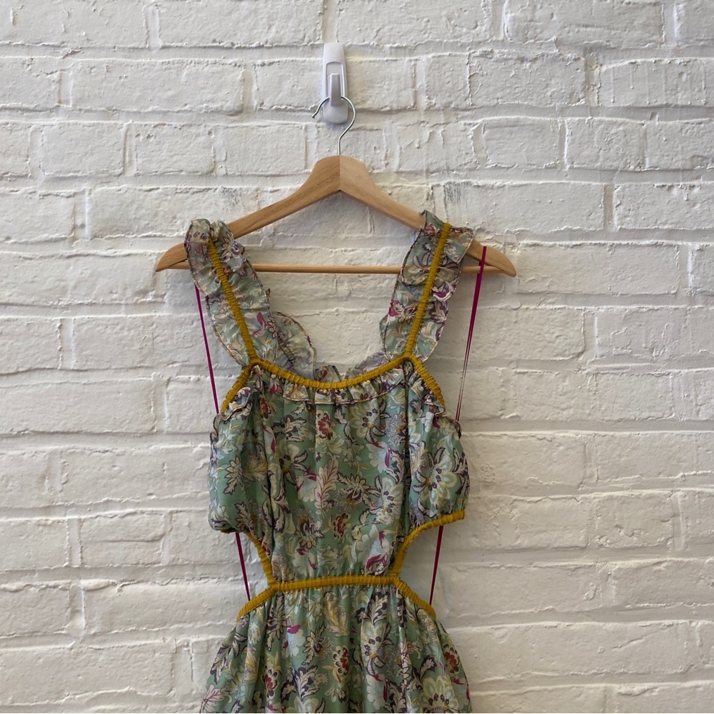Anthropologie || Current Air‎ Lasalle Open Back Cutout Midi Dress Floral Green S - Picture 6 of 8